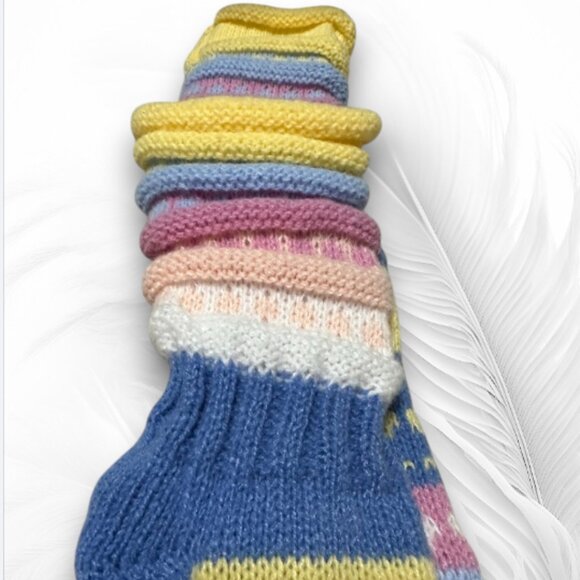 Cozy Striped Colorful Knit Socks  Wool Socks Retro 80s Slouch Style - Picture 2 of 4
